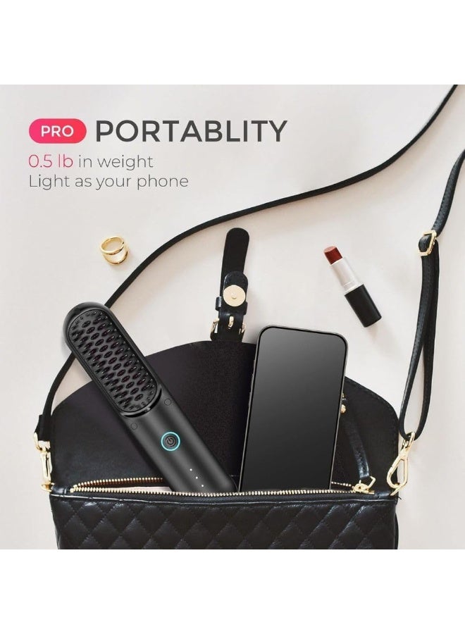 TYMO فرشاة فرد الشعر اللاسلكية Porta PRO، فرشاة فرد محمولة للسفر، مكواة شعر أيونية صغيرة للسيدات، خفيفة الوزن وسهلة الحمل، شاحن سريع مزدوج الطاقة، سوداء - Image 3